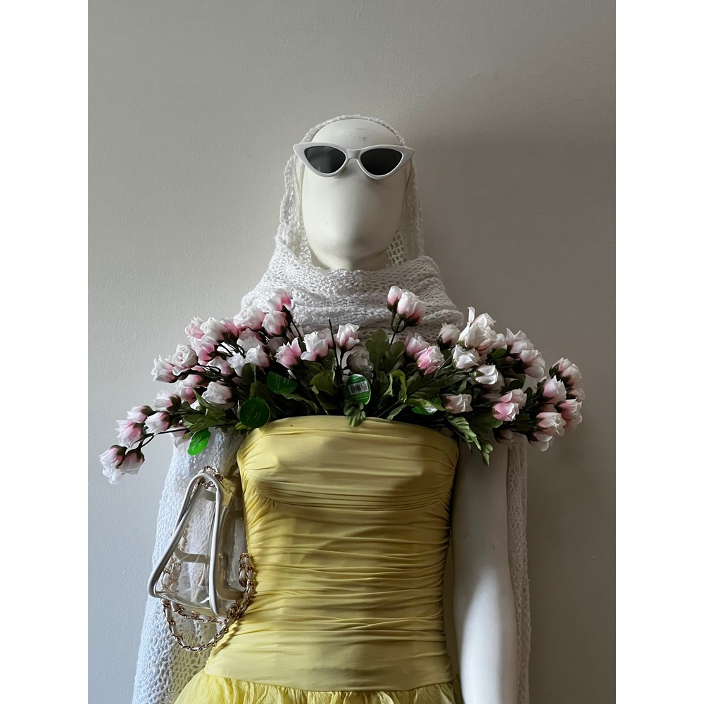 Vintage Y2K BCBG Max Azria Butter Yellow Corset Fairy Ruffle Coquette Dress XS